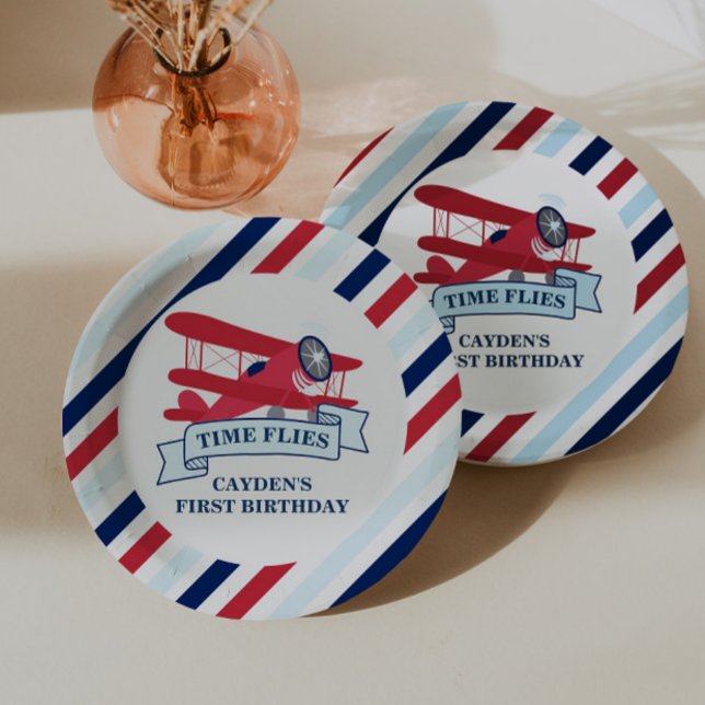 Assiettes En Carton Anniversaire avion Temps qui passe (Créateur téléchargé)