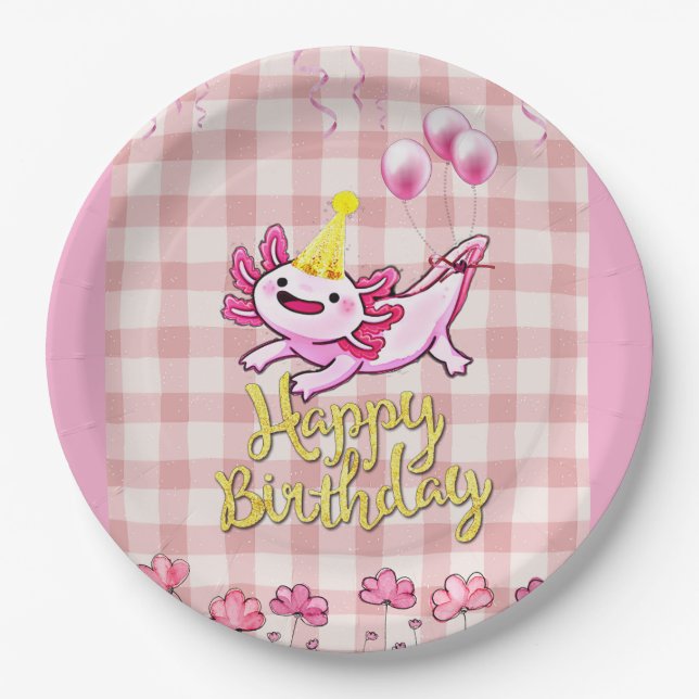 Assiettes En Carton Anniversaire Axolotl (Devant)