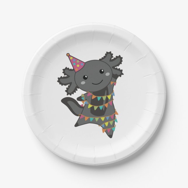 Assiettes En Carton Anniversaire Axolotl Garland Masque Visage pour ad (Devant)