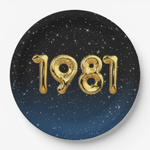 Assiettes En Carton Anniversaire Ballons Année 1981 En Étoiles