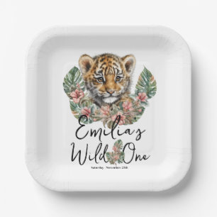 Assiettes En Carton Anniversaire Bébé Tigre Sauvage Aquarelle Safari