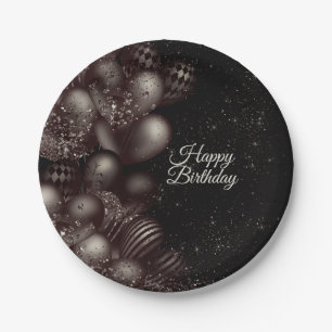Assiettes En Carton Anniversaire Black Parties scintillant Ballons Fêt