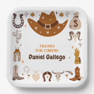 Assiettes En Carton Anniversaire Brown Cute Cowboy