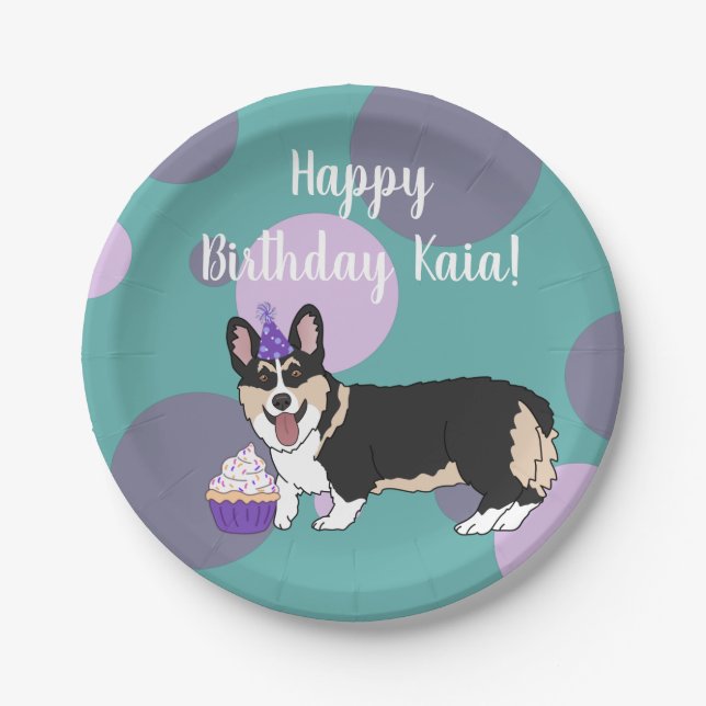 Assiettes En Carton Anniversaire Corgi  (Devant)
