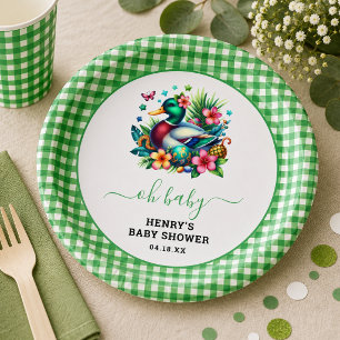 Assiettes En Carton Anniversaire de 1 an de garçon Canard Chanceux à l