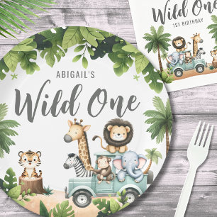 Assiettes En Carton Anniversaire de 1 an Safari Jungle Wild One