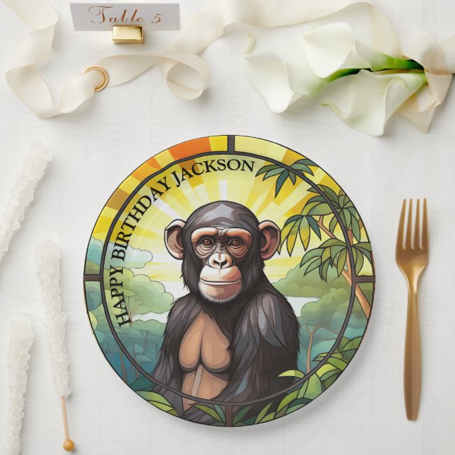 Assiettes En Carton Anniversaire de Chimpanzé Africain (Mariage)
