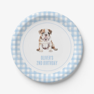 Assiettes En Carton Anniversaire de chiot bouledogue prépa carreaux