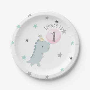 Assiettes En Carton Anniversaire de Dinosaure Cute