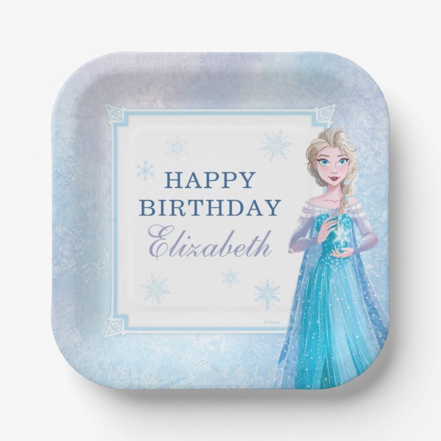 Assiettes En Carton Anniversaire de Disney Frozen Elsa (Recto)