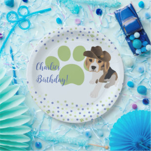 Assiettes En Carton Anniversaire de enfant Chien Chien Chien Casquette