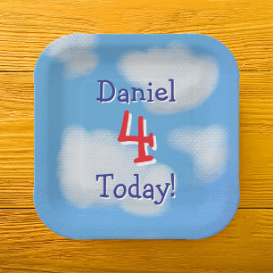 Assiettes En Carton Anniversaire de enfant Ciel bleu mignon