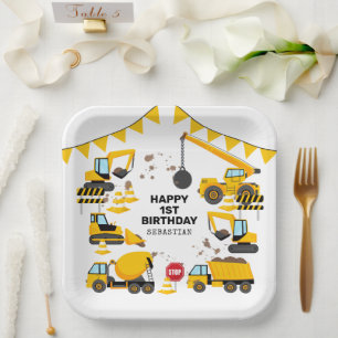 Assiettes En Carton Anniversaire de enfant de construction