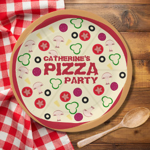 Assiettes En Carton Anniversaire de enfant de la Pizza Round