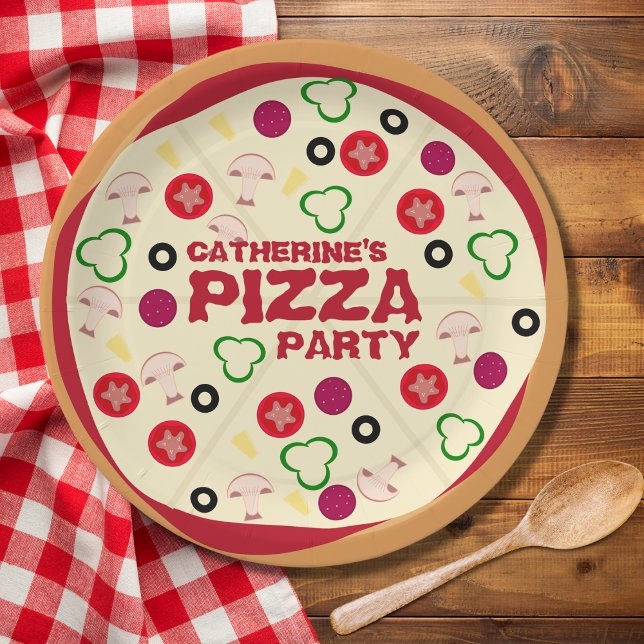Assiettes En Carton Anniversaire de enfant de la Pizza Round (Créateur téléchargé)