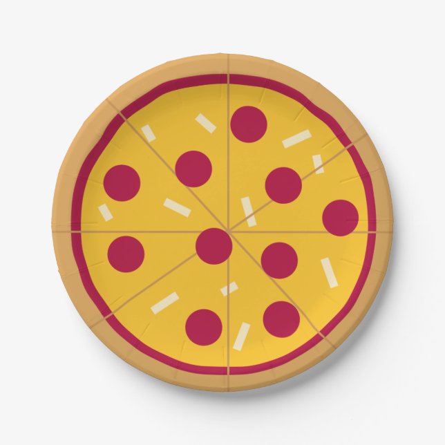 Assiettes En Carton Anniversaire de enfant de pizza de pepperoni (Devant)