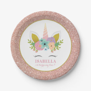 Assiettes En Carton Anniversaire de enfant d'or du Cute Rainbow Unicor