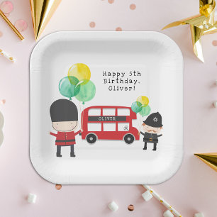 Assiettes En Carton Anniversaire de enfant du thème du bus de Londres 
