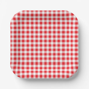 Assiettes En Carton Anniversaire de enfant En vichy Farm Red