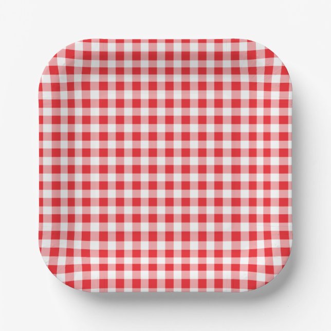 Assiettes En Carton Anniversaire de enfant En vichy Farm Red (Recto)