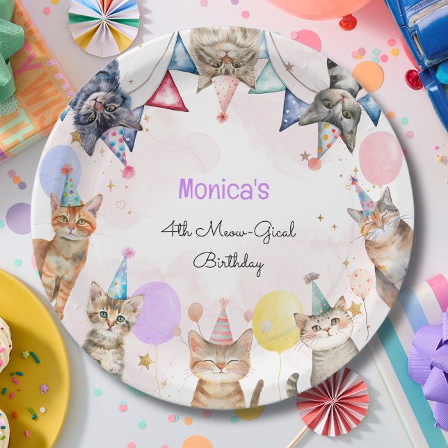 Assiettes En Carton Anniversaire de enfant mémiogique des chats de fêt (Créateur téléchargé)