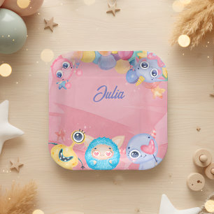 Assiettes En Carton Anniversaire de enfant mignon Little Monster