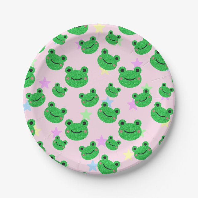 Assiettes En Carton Anniversaire de enfant Party Cute Frog (Devant)