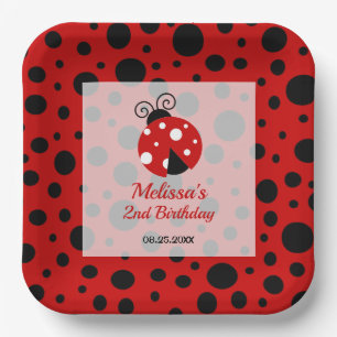 Assiettes En Carton Anniversaire de enfant Pois Ladybug Red Black Fram