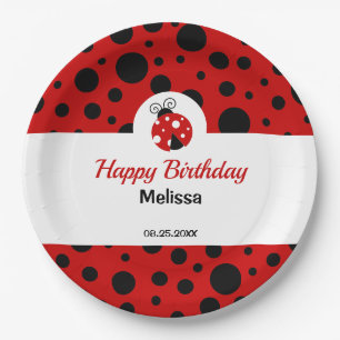 Assiettes En Carton Anniversaire de enfant Pois rouge Ladybug