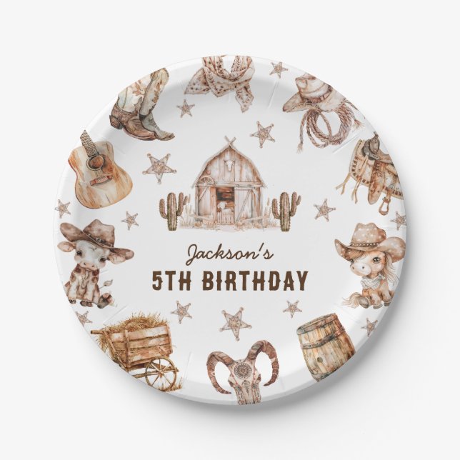 Assiettes En Carton Anniversaire de enfant Rodeo Cowboy (Devant)