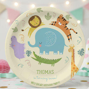 Assiettes En Carton Anniversaire de enfants de safari sauvage