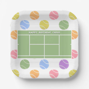 Assiettes En Carton Anniversaire de fête de tennis personnalisée