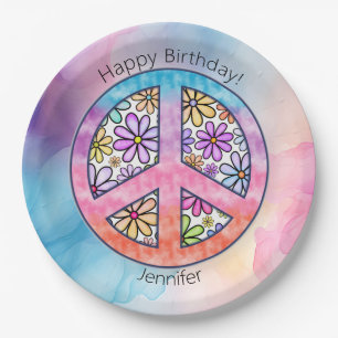 Assiettes En Carton Anniversaire de fête Super Hippie Plaque papier