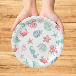 Assiettes En Carton Anniversaire de fille sirène sous la mer