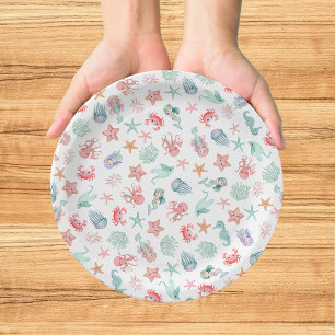 Assiettes En Carton Anniversaire de fille sirène sous la mer