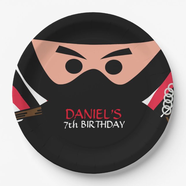Assiettes En Carton Anniversaire de guerrier de Ninja plaque à papier (Devant)