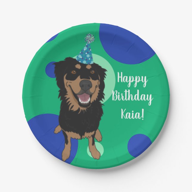 Assiettes En Carton Anniversaire de la combinaison Rottweiler personna (Devant)