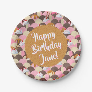 Assiettes En Carton Anniversaire de la crème glacée du dimanche