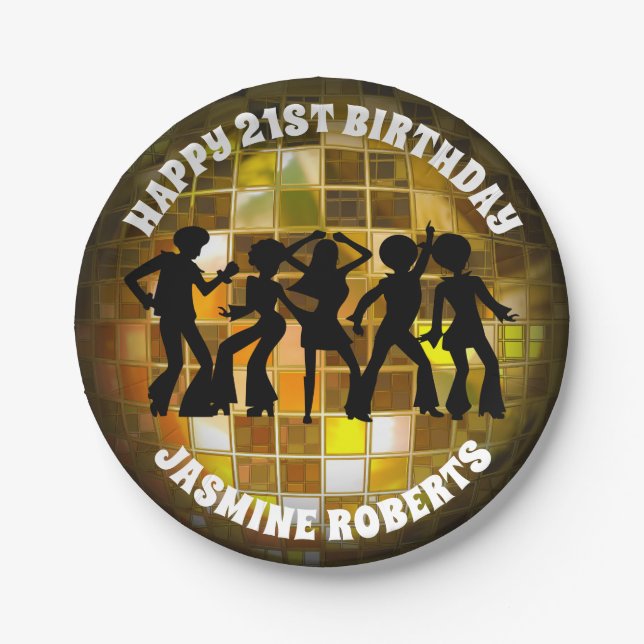 Assiettes En Carton Anniversaire de la disco des années 70 | Boule Par (Devant)