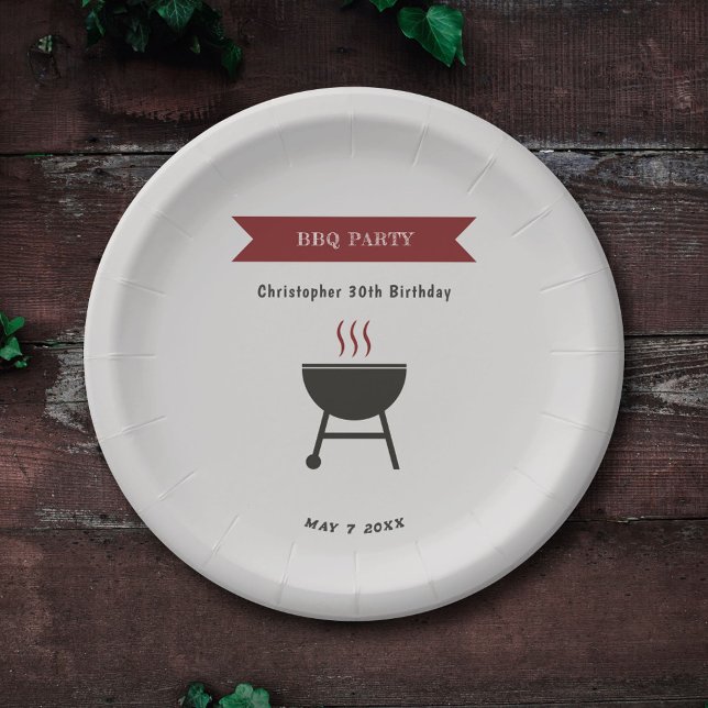 Assiettes En Carton Anniversaire de la fête du barbecue (BBQ Party Birthday Paper Plate)