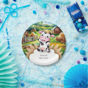Assiettes En Carton Anniversaire de la jolie petite vache
