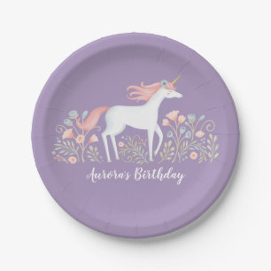 Assiettes En Carton Anniversaire de la licorne