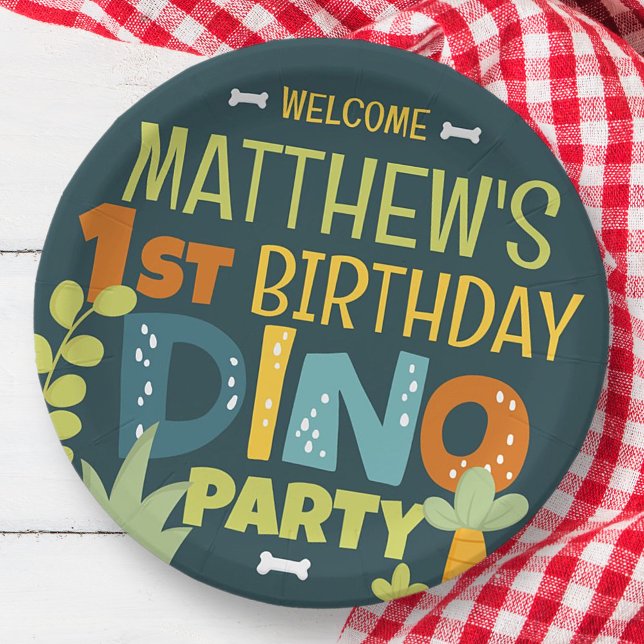 Assiettes En Carton Anniversaire de la mignonne Dino Dinosaur (Créateur téléchargé)