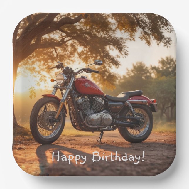 Assiettes En Carton Anniversaire de la moto (Recto)