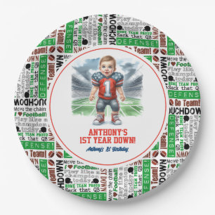 Assiettes En Carton Anniversaire de la première année de football en b