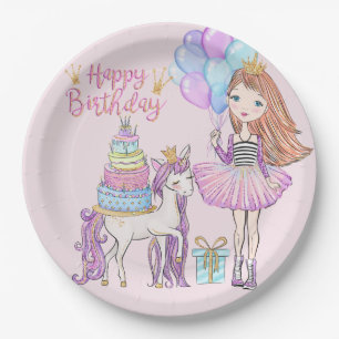Assiettes En Carton Anniversaire de la princesse Cool Unicorn