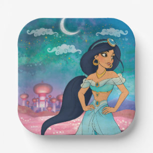 Assiettes En Carton Anniversaire de la princesse Jasmine enchantée
