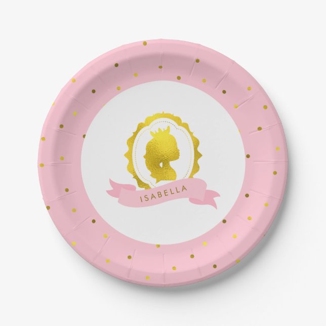 Assiettes En Carton Anniversaire de la princesse rose Cameo (Devant)