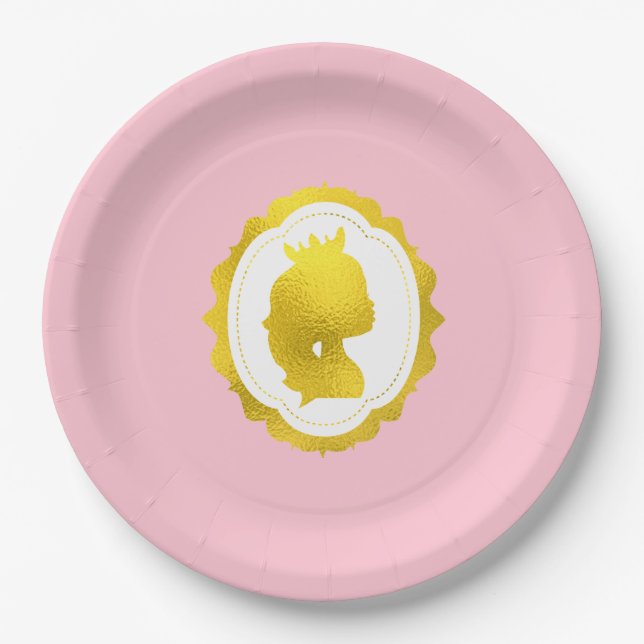 Assiettes En Carton Anniversaire de la princesse rose Cameo (Devant)