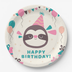 Assiettes En Carton Anniversaire de la Sloth